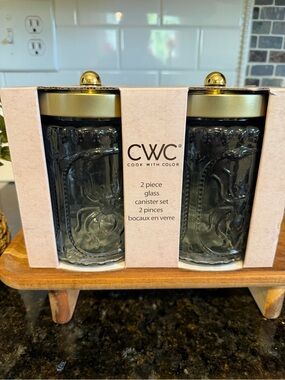 CWC 2 Piece Glass Canister Set Halloween Edition With Spider, Skulls and Snake